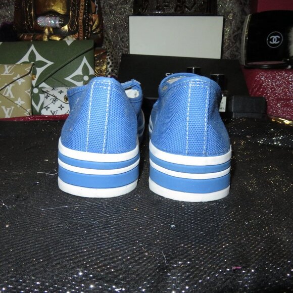 BOGO Christian Gigi Korean Loafer Wedges Boho Blue Canvas Slip On's 260 or US 9 - Picture 4 of 10